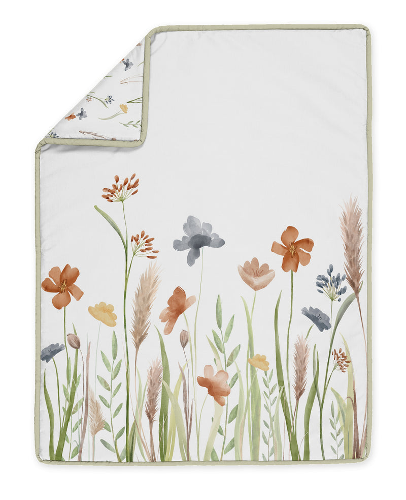Watercolor Floral Garden Sage Green Collection Sweet Jojo Designs 6 Piece Crib Bedding + BreathableBaby Breathable Mesh Liner