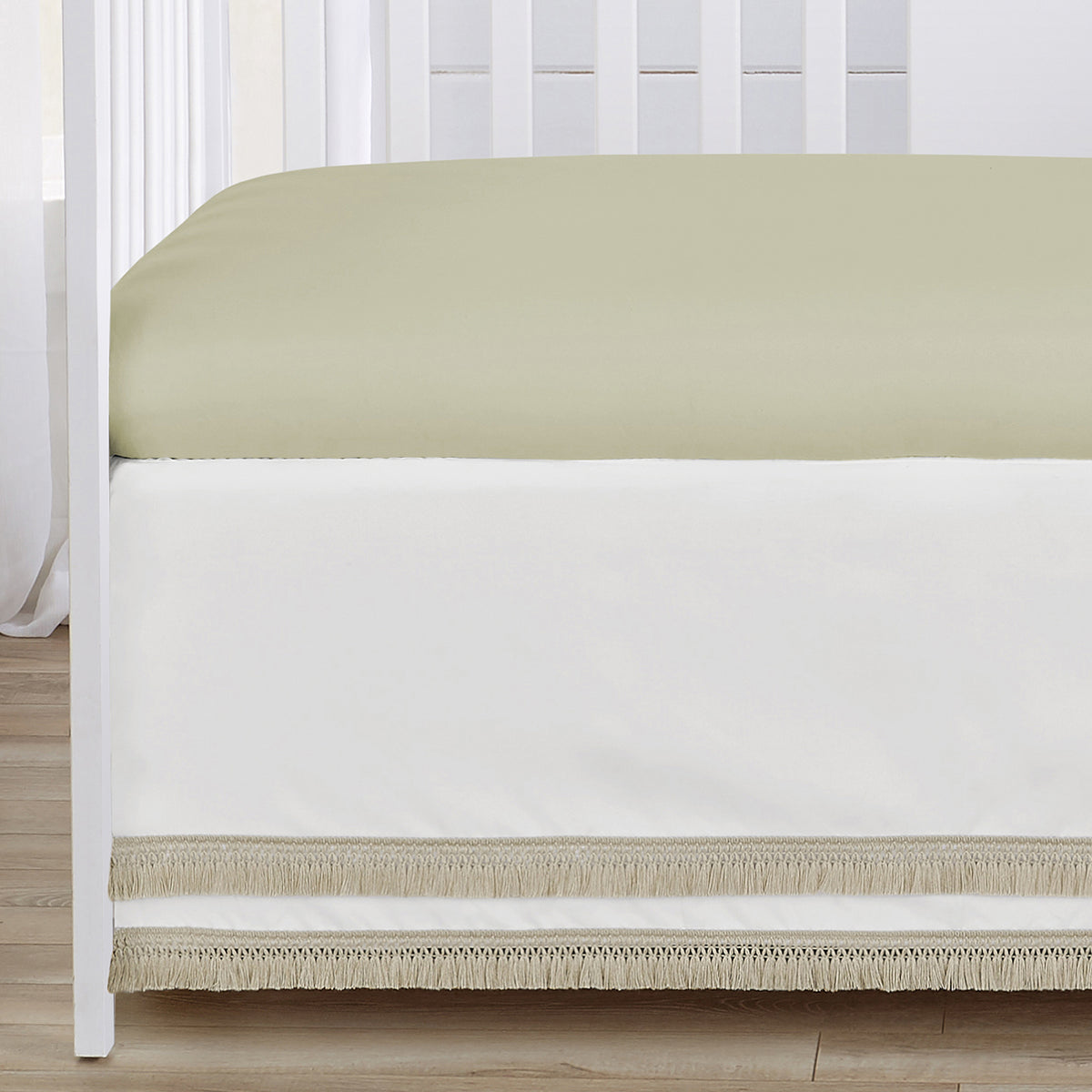 Watercolor Floral Garden Sage Green Collection Sweet Jojo Designs 6 Piece Crib Bedding + BreathableBaby Breathable Mesh Liner