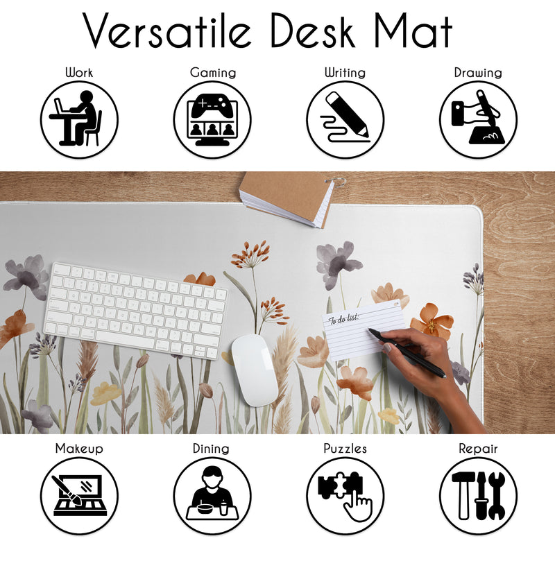 Watercolor Floral Garden Sage Green Collection Large Mouse Pad Desk Mat