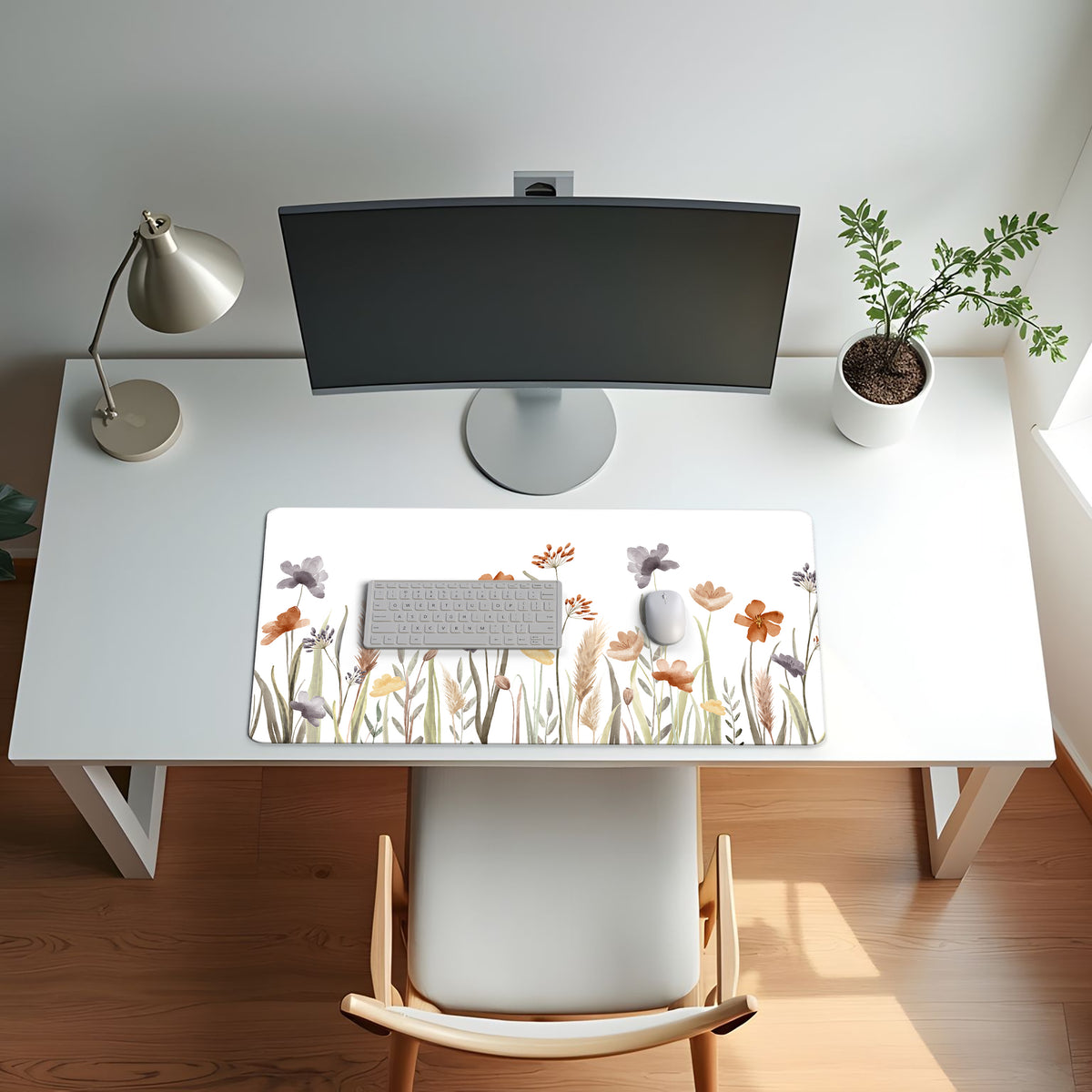 Watercolor Floral Garden Sage Green Collection Large Mouse Pad Desk Mat
