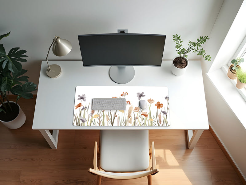 Watercolor Floral Garden Sage Green Collection Large Mouse Pad Desk Mat