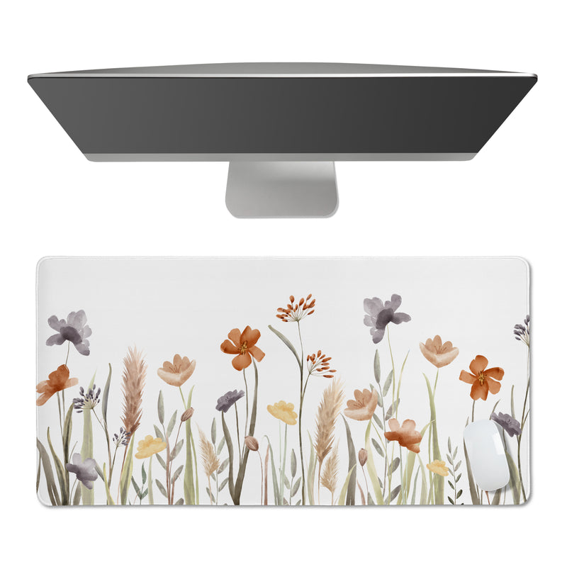 Watercolor Floral Garden Sage Green Collection Large Mouse Pad Desk Mat