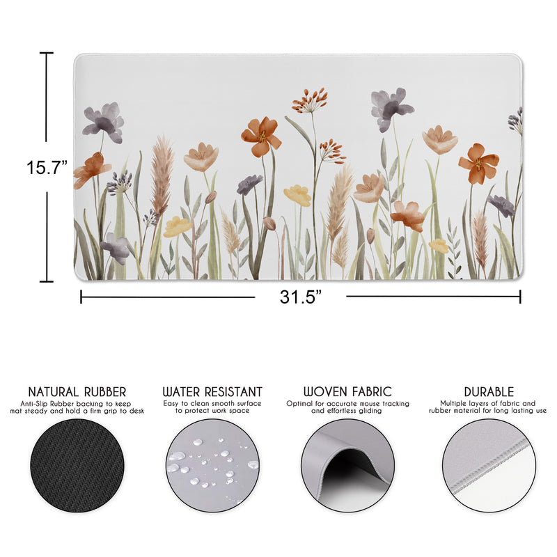 Watercolor Floral Garden Sage Green Collection Large Mouse Pad Desk Mat
