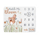Watercolor Floral Garden Sage Green Collection Monthly Milestone Baby Blanket
