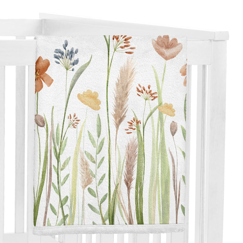Watercolor Floral Garden Sage Green Collection Monthly Milestone Baby Blanket