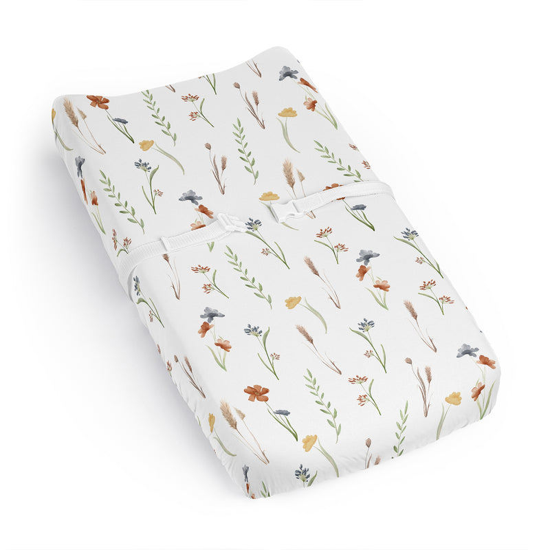 Watercolor Floral Garden Sage Green Collection Changing Pad Cover Sheet