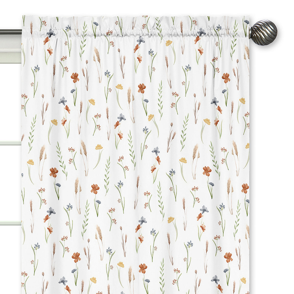 Watercolor Floral Garden Sage Green Collection Window Panels - Set of 2