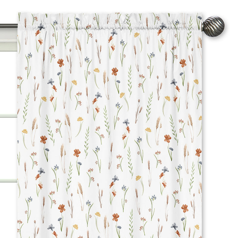 Watercolor Floral Garden Sage Green Collection Window Panels - Set of 2