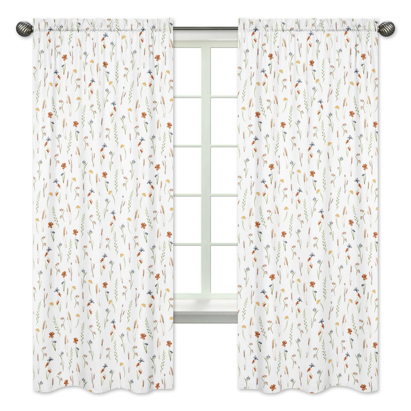 Watercolor Floral Garden Sage Green Collection Window Panels - Set of 2