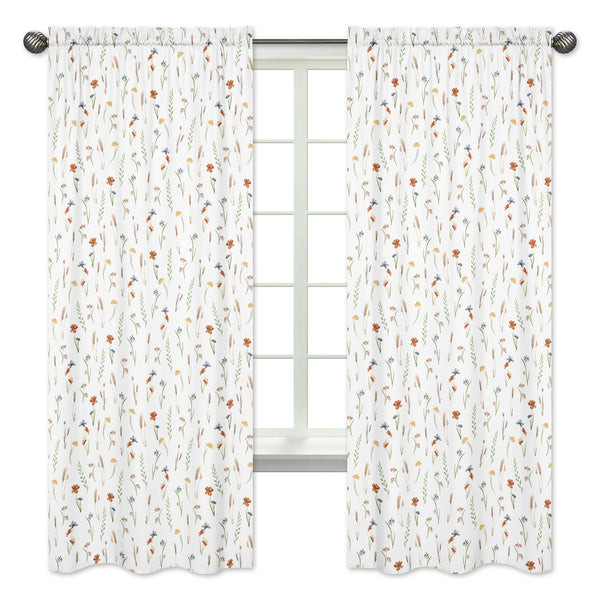 Watercolor Floral Garden Sage Green Collection Window Panels - Set of 2