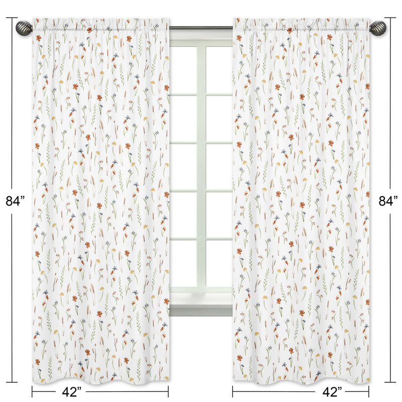 Watercolor Floral Garden Sage Green Collection Window Panels - Set of 2