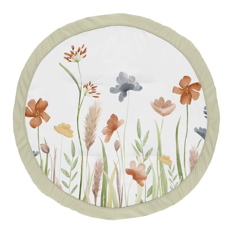 Watercolor Floral Garden Sage Green Collection Playmat