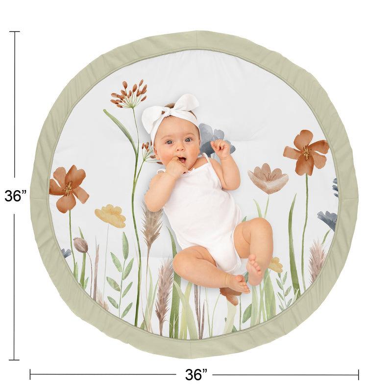 Watercolor Floral Garden Sage Green Collection Playmat