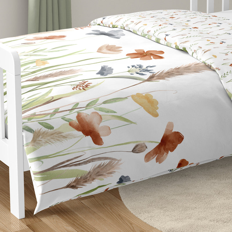 Watercolor Floral Garden Sage Green Collection Toddler Bedding