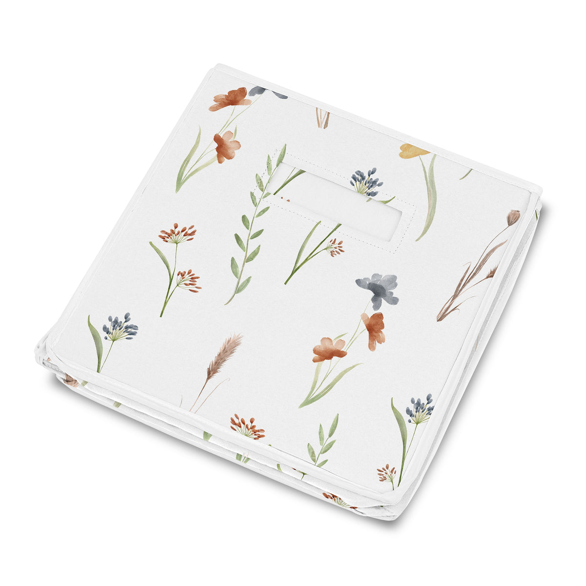 Watercolor Floral Garden Sage Green Collection Fabric Toy Bin Storage