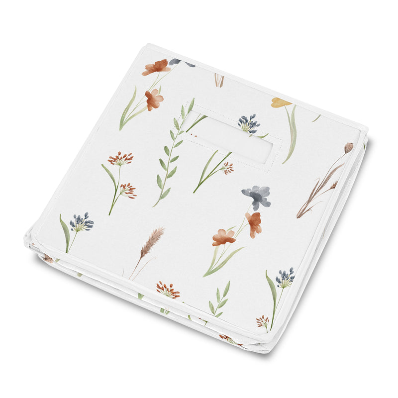 Watercolor Floral Garden Sage Green Collection Fabric Toy Bin Storage