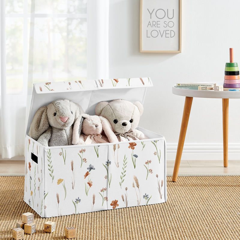 Watercolor Floral Garden Sage Green Collection Fabric Toy Bin Storage