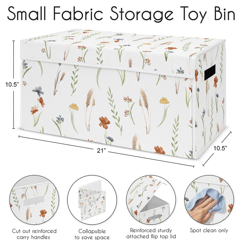 Watercolor Floral Garden Sage Green Collection Fabric Toy Bin Storage
