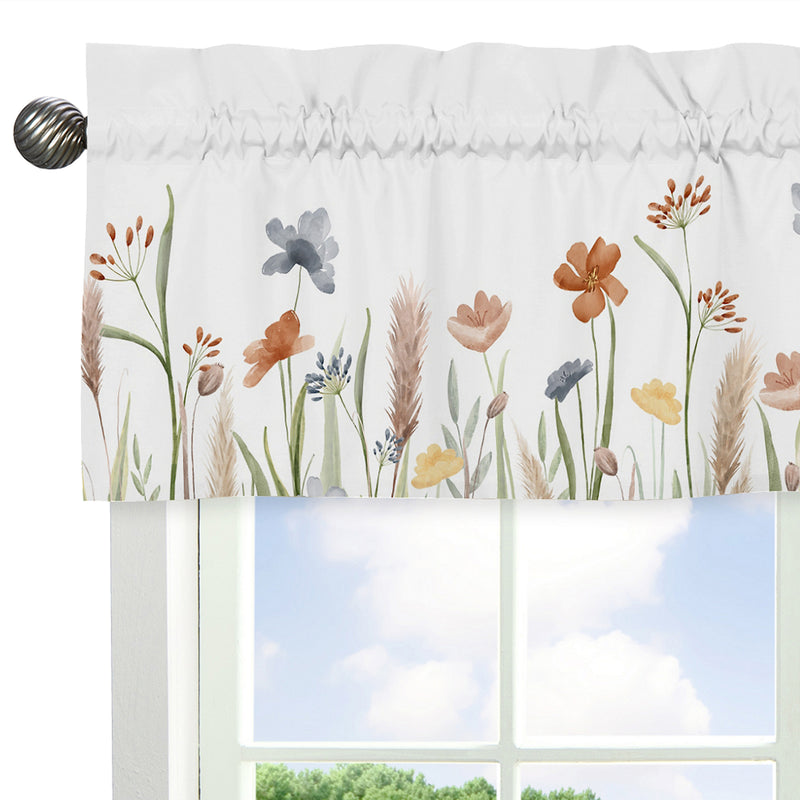 Watercolor Floral Garden Sage Green Collection Window Valance