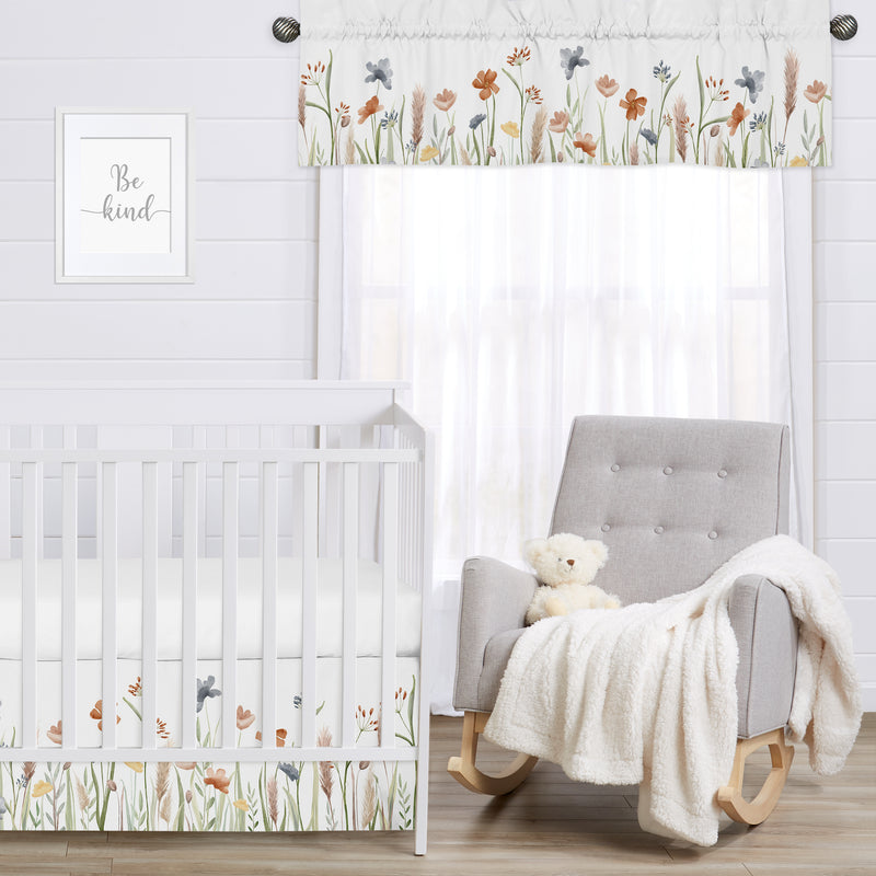 Watercolor Floral Garden Sage Green Collection Window Valance