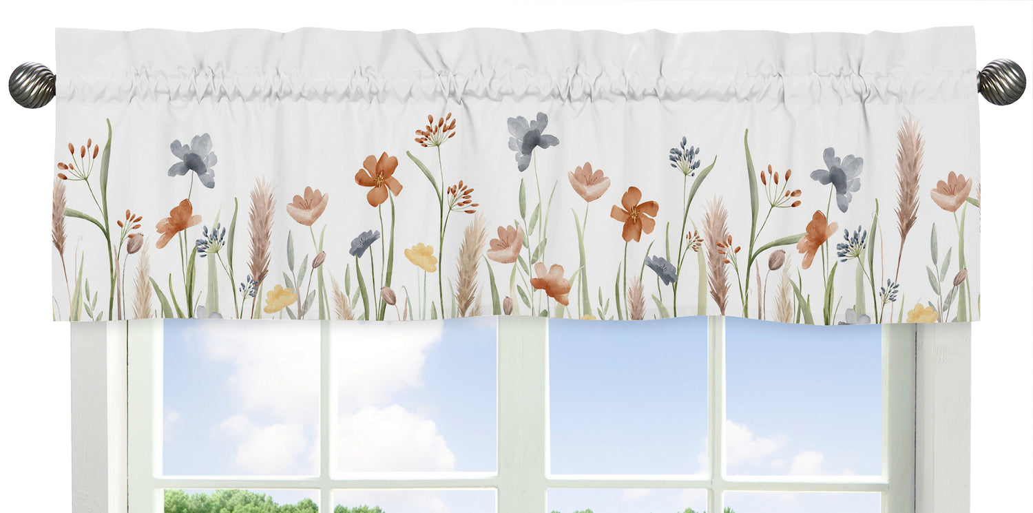Watercolor Floral Garden Sage Green Collection Window Valance