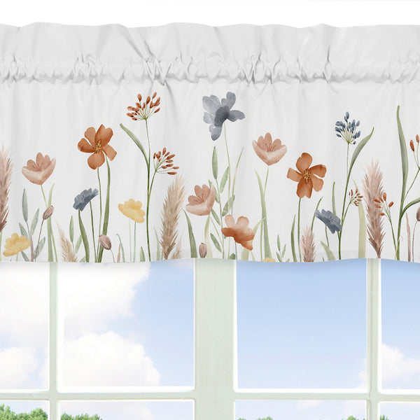 Watercolor Floral Garden Sage Green Collection Window Valance