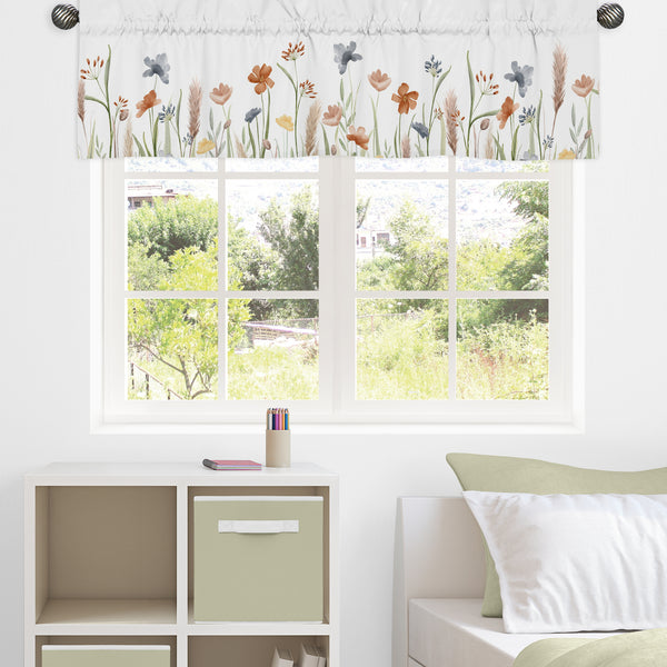 Watercolor Floral Garden Sage Green Collection Window Valance alternate view