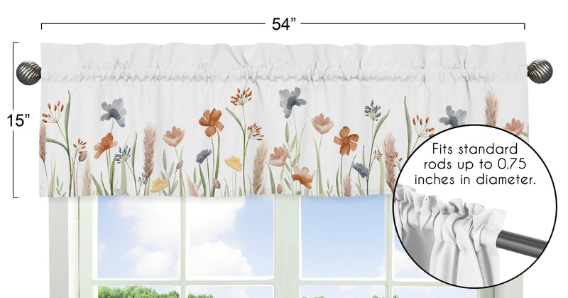 Watercolor Floral Garden Sage Green Collection Window Valance