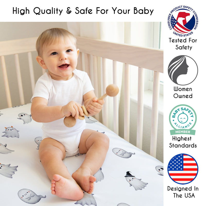 Seasonal Halloween Collection Crib Sheet - Ghosts Print
