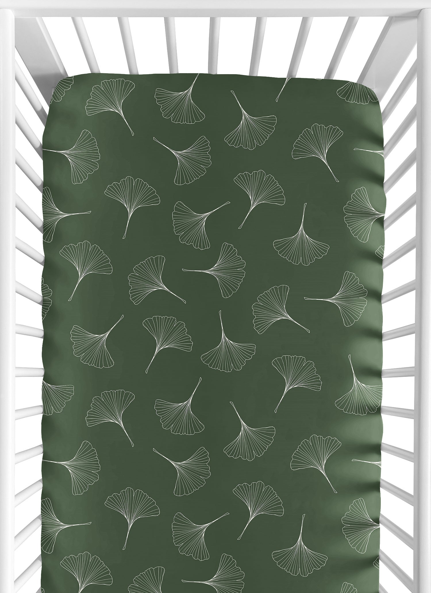 Woodland Ginkgo Leaf Collection Crib Sheet - Green