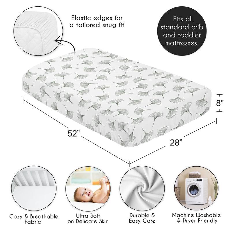 Woodland Ginkgo Leaf Collection Crib Sheet