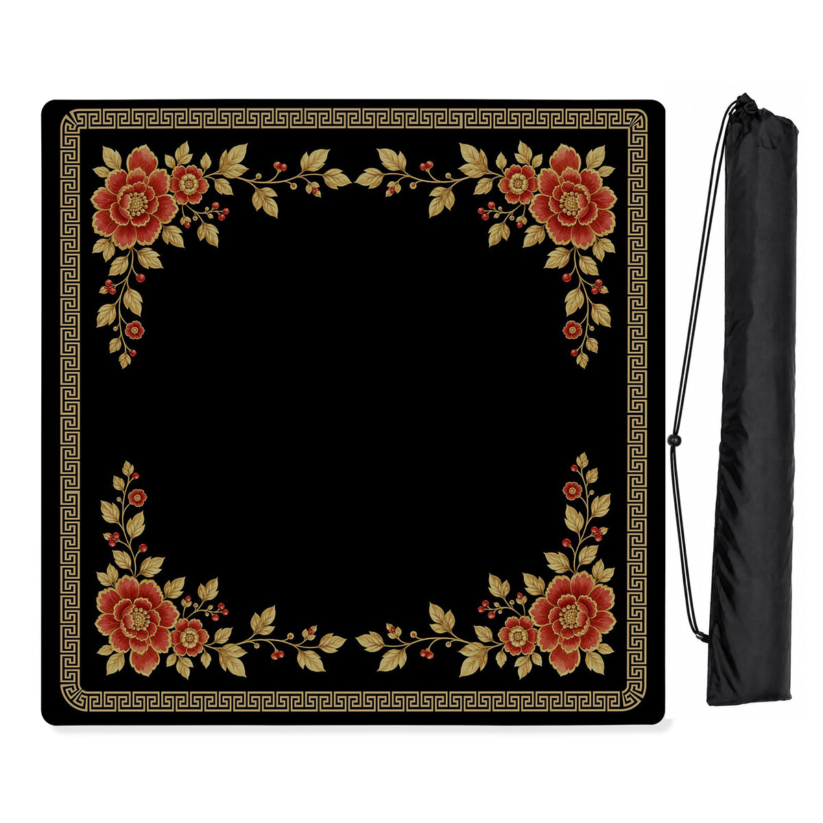 Golden Pearl Floral Collection Mahjong Mat for Table - Shipped Rolled