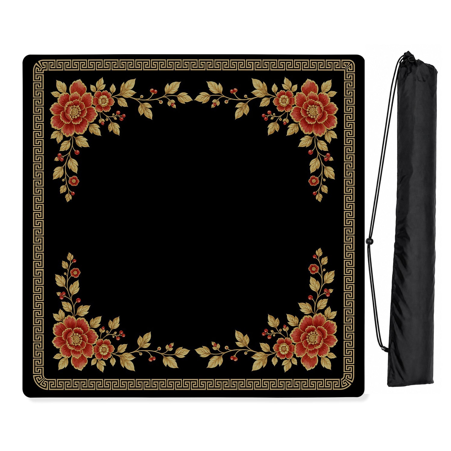 Golden Pearl Floral Collection Mahjong Mat for Table - Shipped Rolled