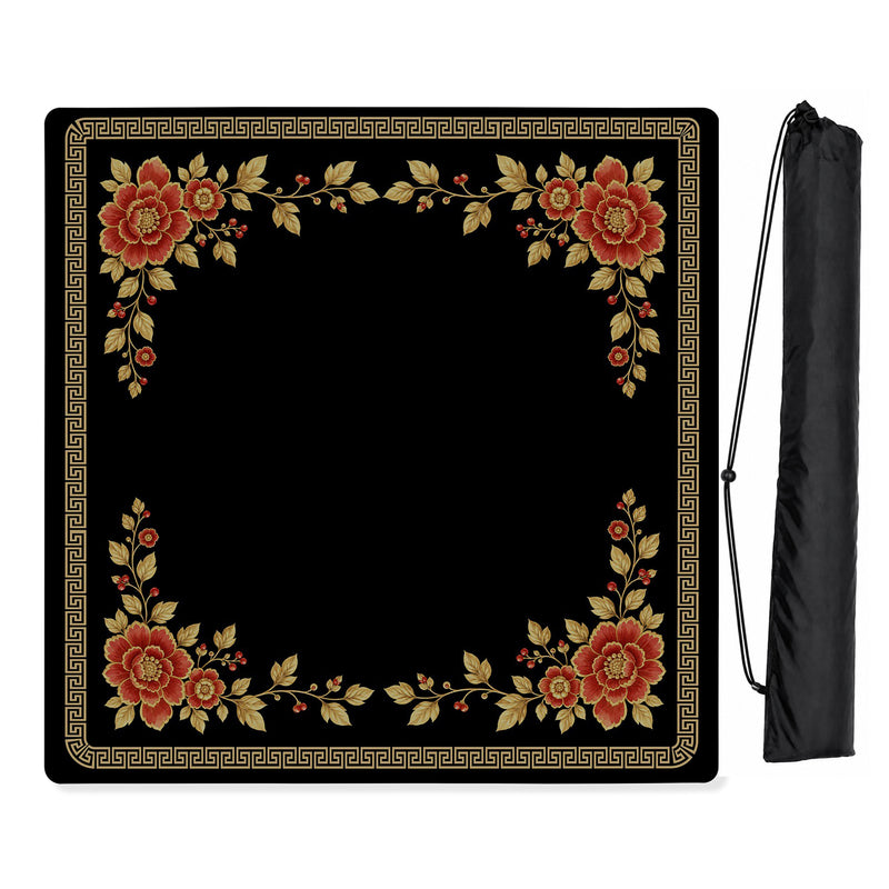 Golden Pearl Floral Collection Mahjong Mat for Table - Shipped Rolled
