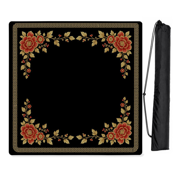 Golden Pearl Floral Collection Mahjong Mat for Table - Shipped Rolled