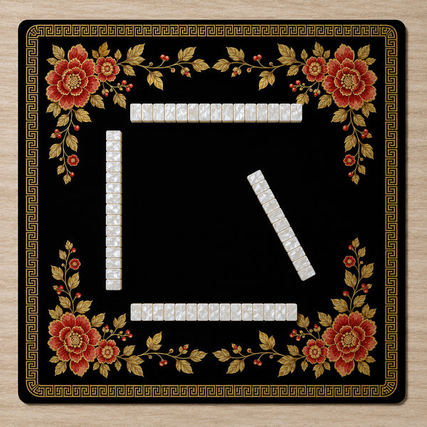 Golden Pearl Floral Collection Mahjong Mat for Table - Shipped Rolled alternate view