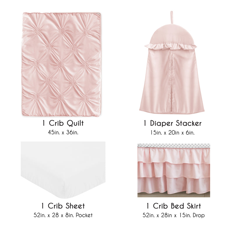 Harper Blush Pink Collection 4 Piece Crib Bedding