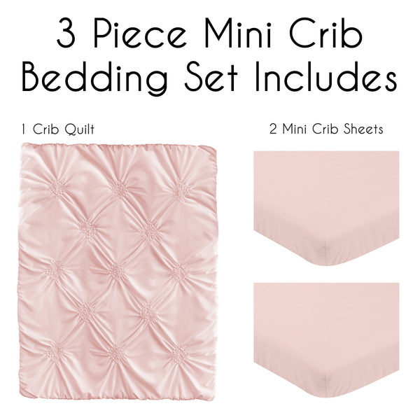 Harper Blush Pink Collection 3 Piece Mini Crib Bedding Set alternate view