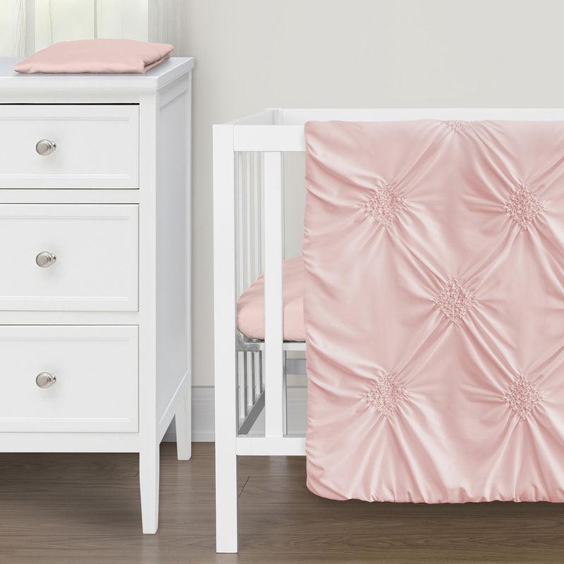 Harper Blush Pink Collection 3 Piece Mini Crib Bedding Set