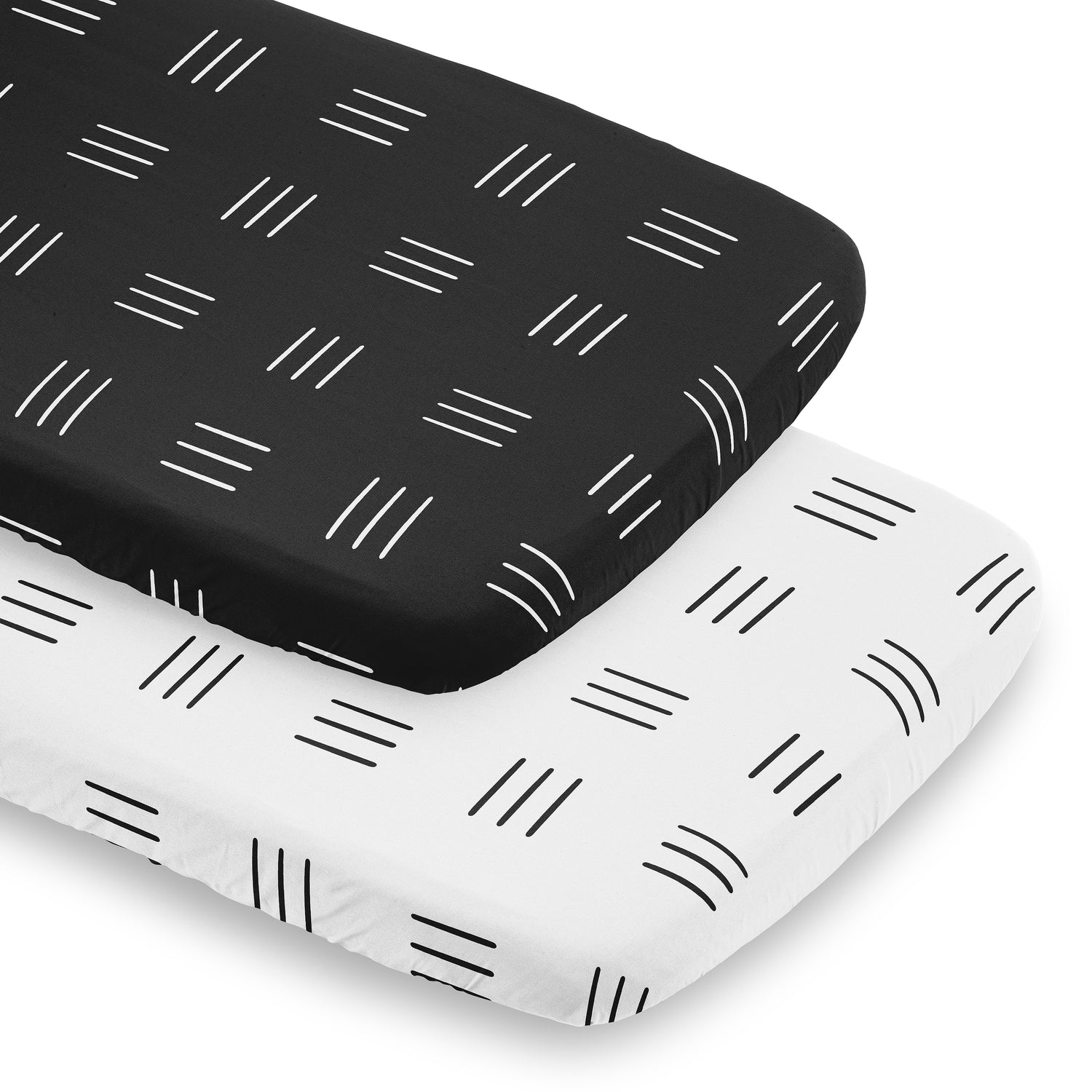 Boho Hatch Black and White Collection 2 Pack Baby Bassinet Fitted Sheets
