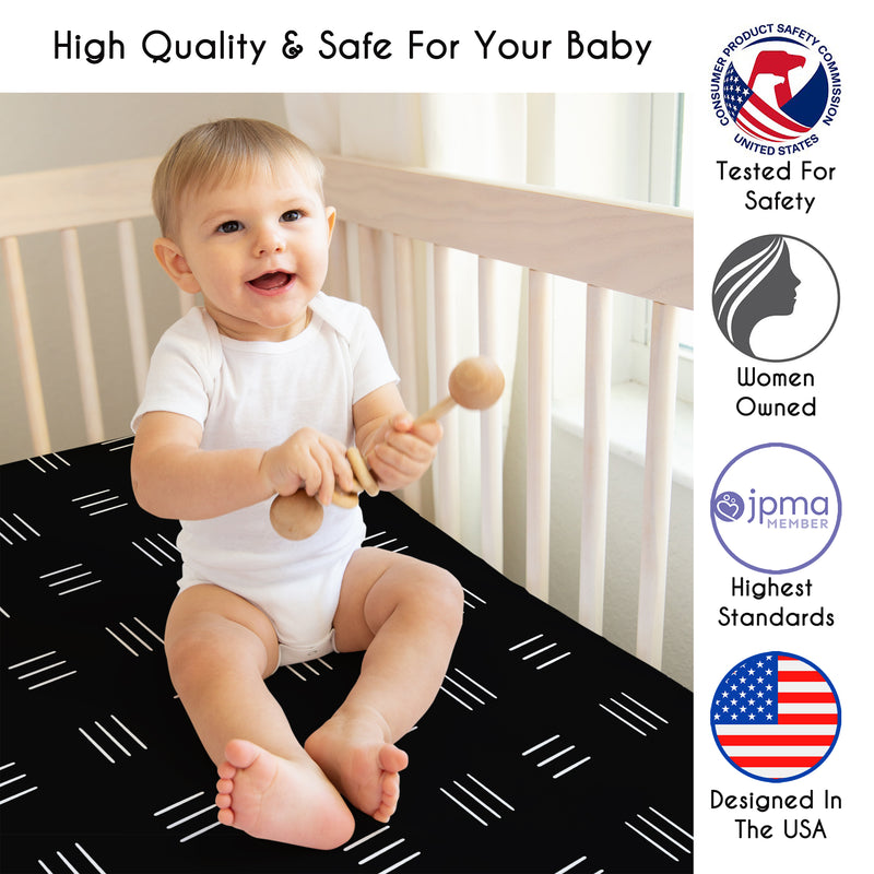 Boho Hatch Black and White Collection 2 Pack Crib Sheets