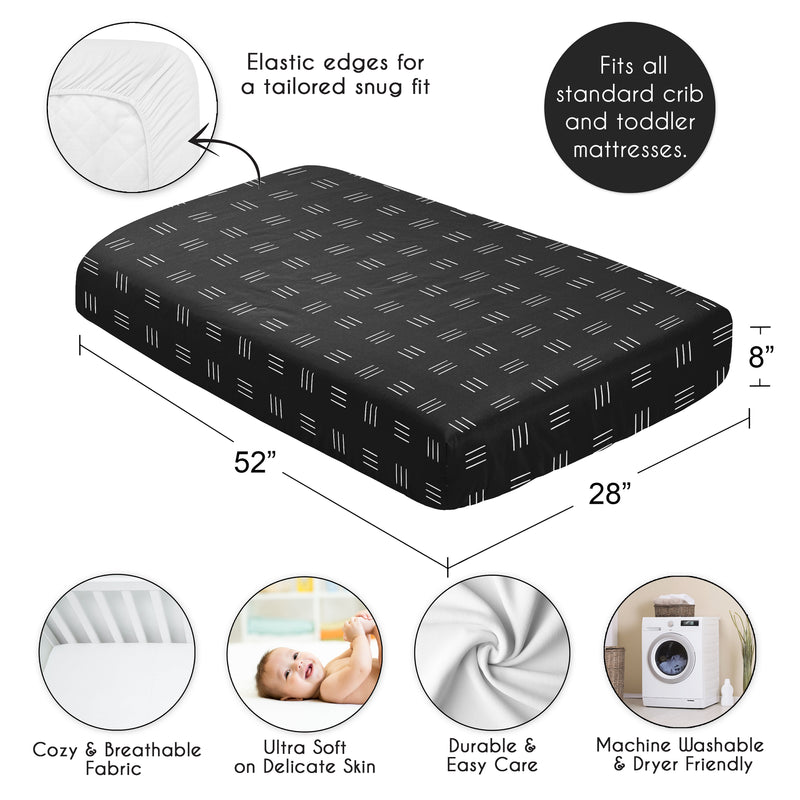 Boho Hatch Black and White Crib Sheet