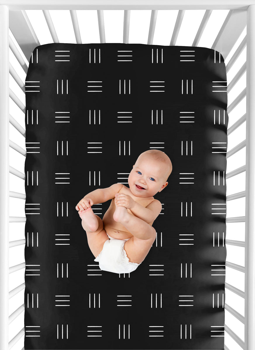 Boho Hatch Black and White Crib Sheet