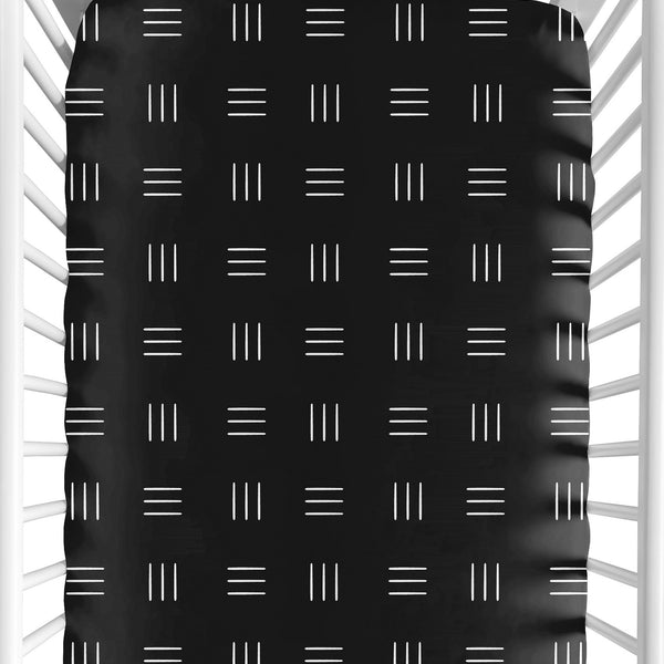 Boho Hatch Black and White Crib Sheet