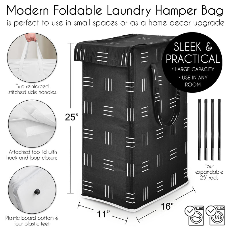 Boho Hatch Black and White Collection Laundry Hamper with Handles