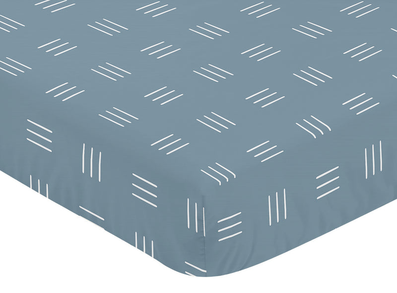 Boho Hatch Dark Blue and White Crib Sheet