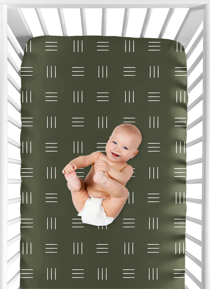 Boho Hatch Green and White Crib Sheet