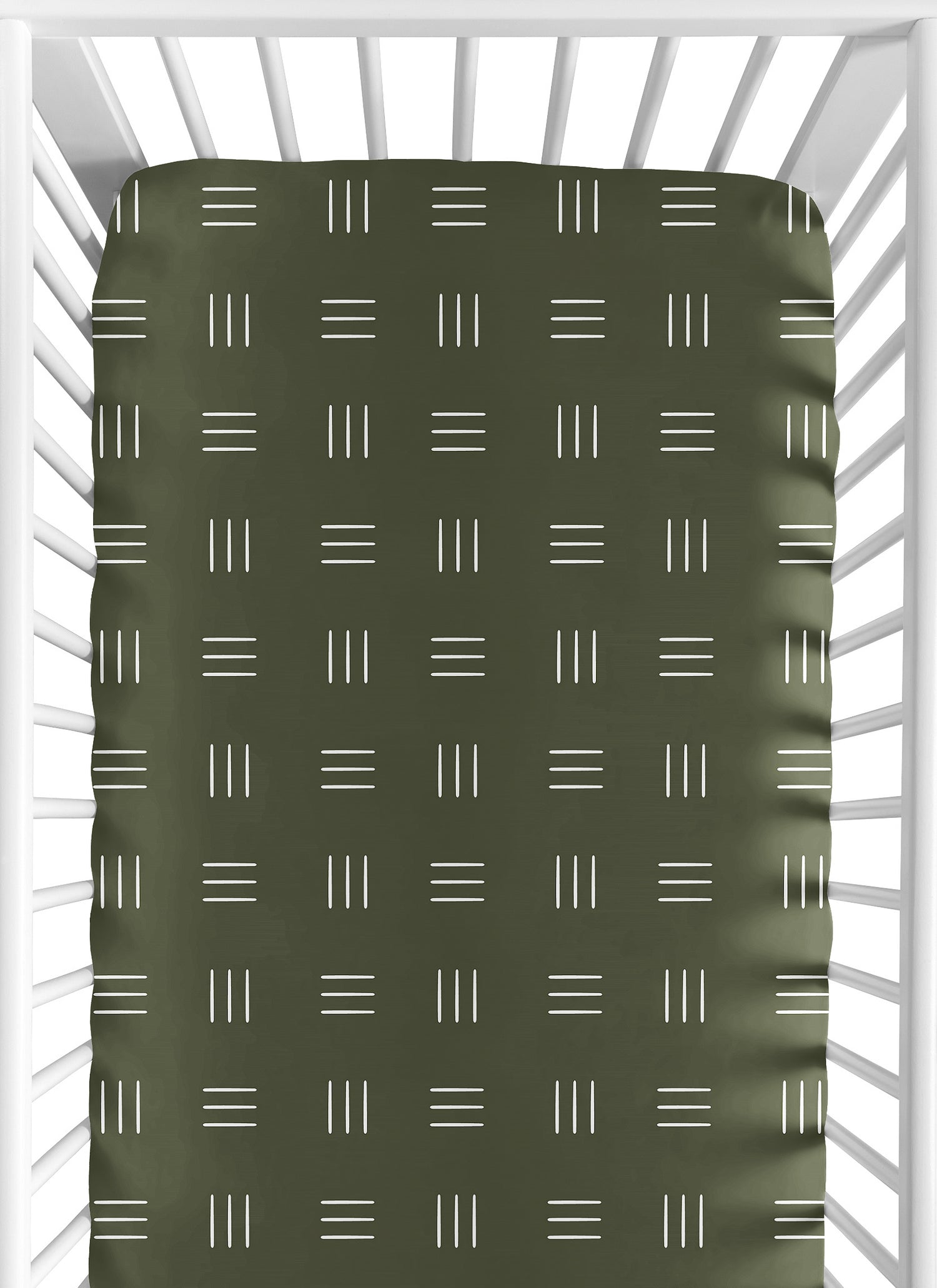 Boho Hatch Green and White Crib Sheet
