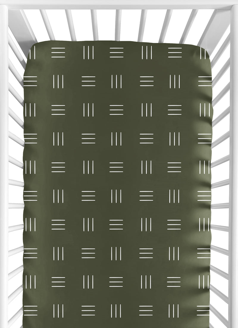 Boho Hatch Green and White Crib Sheet