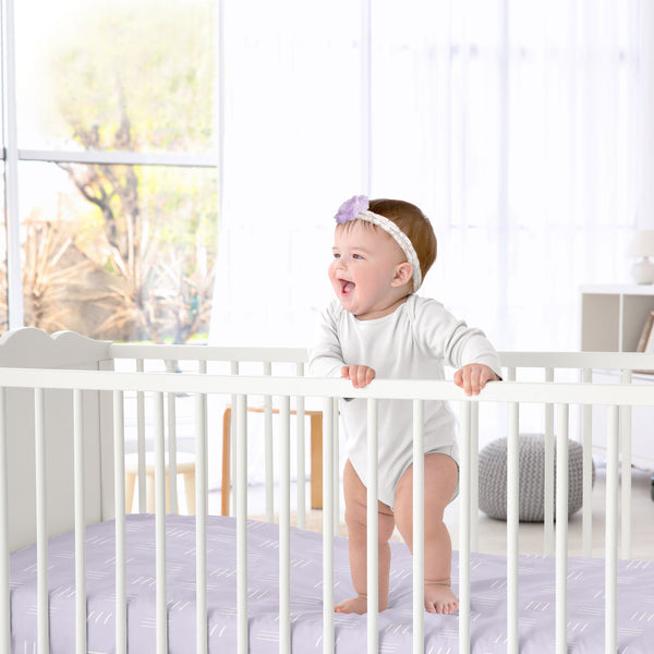 Boho Hatch Lavender Purple and White Crib Sheet alternate view